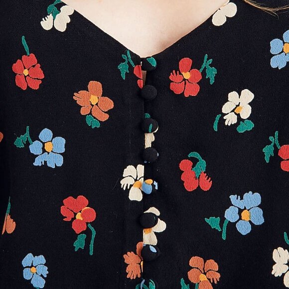 Madewell Button-Down Cami in Pressed Flowers 2 Manet True Black Vintage Inspired - Picture 3 of 15